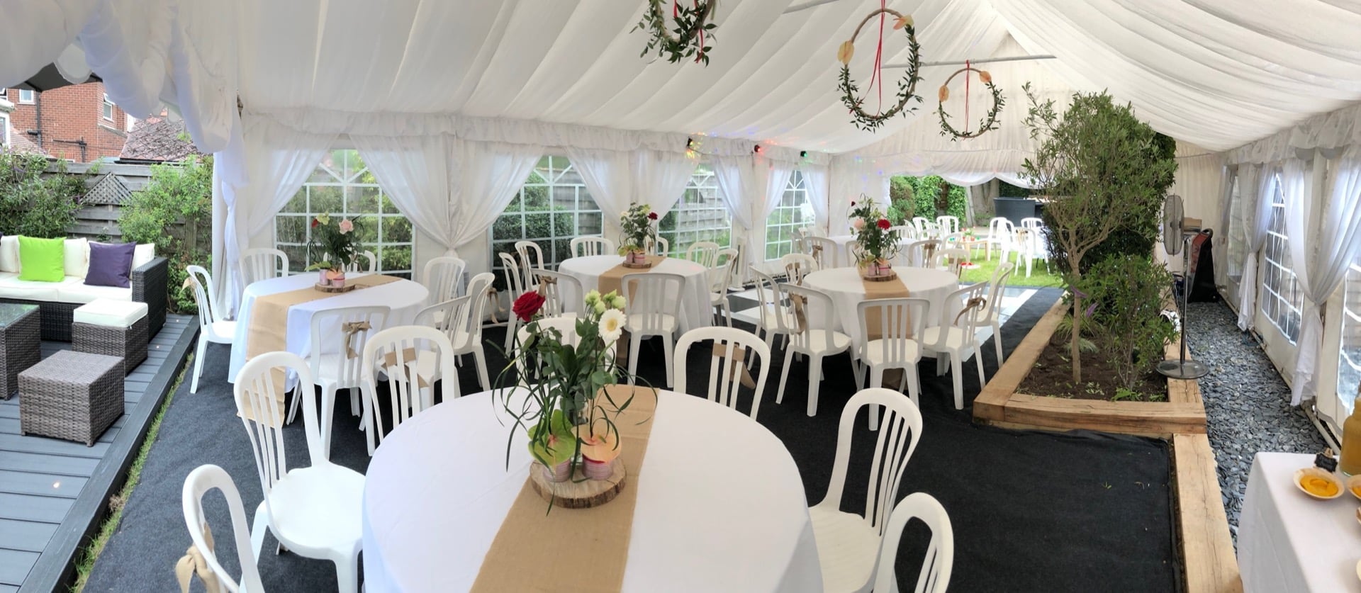 marque erected in garden